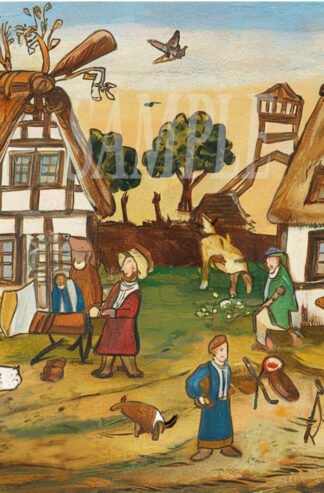 Medieval Life Folk Art Style