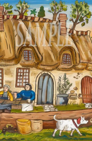 Medieval Village Folk Art Style