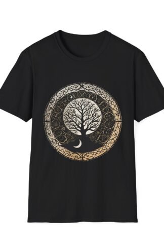 Ancient Wisdom - Mystical Tree of Life - Unisex Softstyle Black T-Shirt